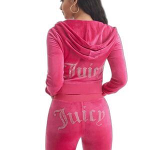 NEW JUICY COUTURE BLING VELOUR TRACKSUIT SET- HOT PINK